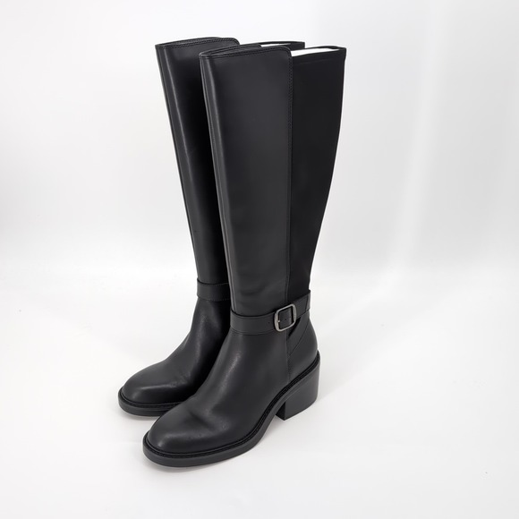Vince Camuto Vianah2 Leather Suede Wide Calf Shaft Tall Boots Black Women's 9M - Picture 2 of 8